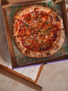 Top View of a Neapolitan Pizza in a Box 